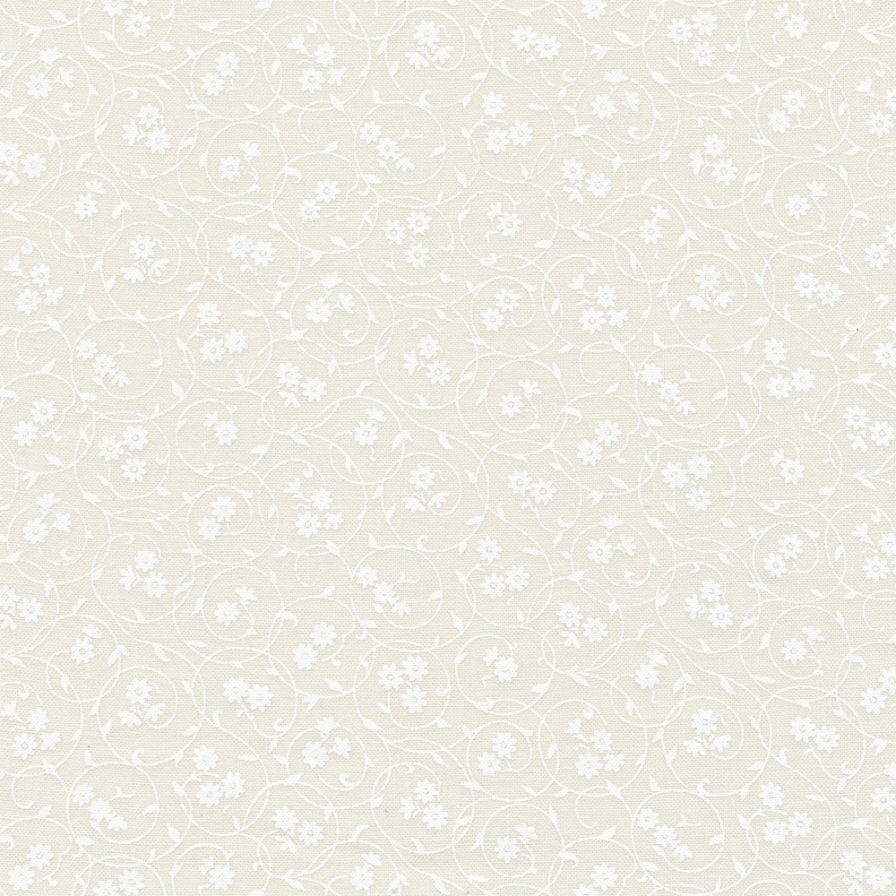 Stof Swirl Flowers White on Cream Fabric 313-013