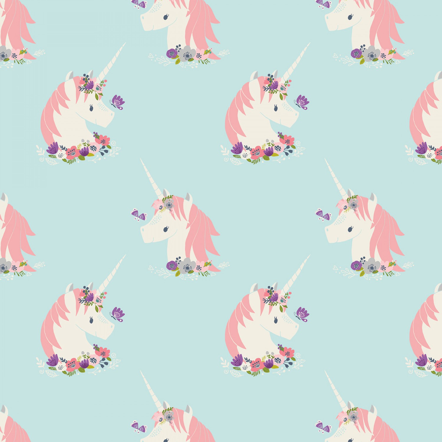 Aqua Unicorn Fabric