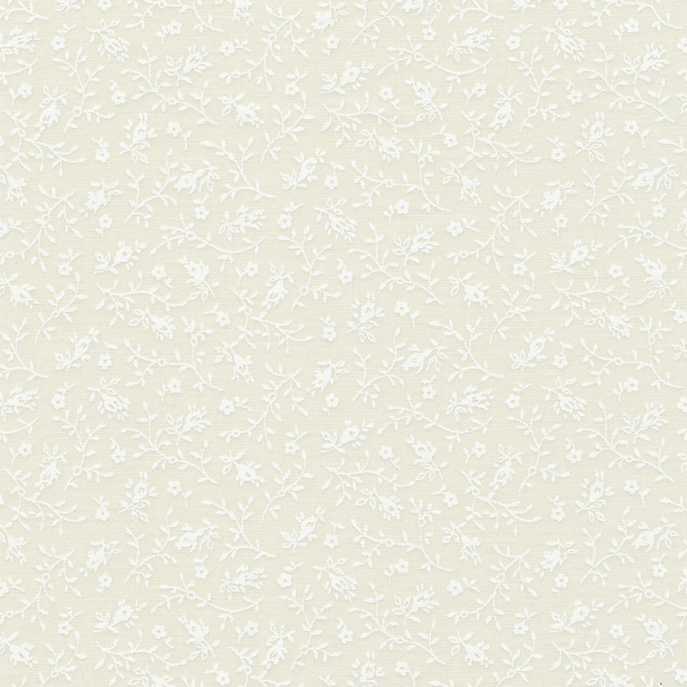Stof Flowers White on Cream Fabric 313-021