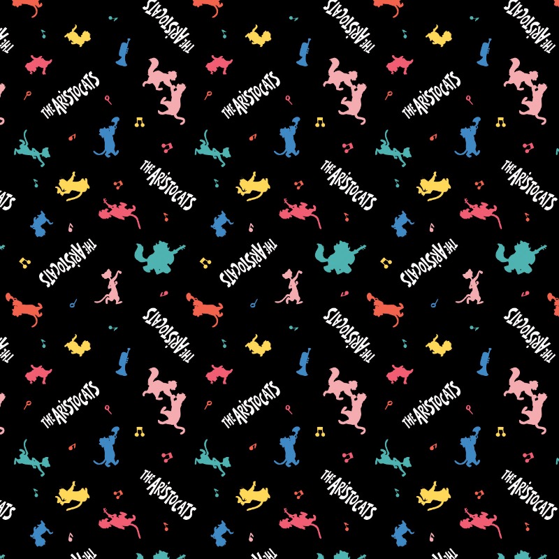 Aristocats All That Jazz Black Fabric