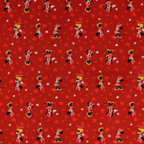 Disney Minnie Mouse Red Hearts Fabric