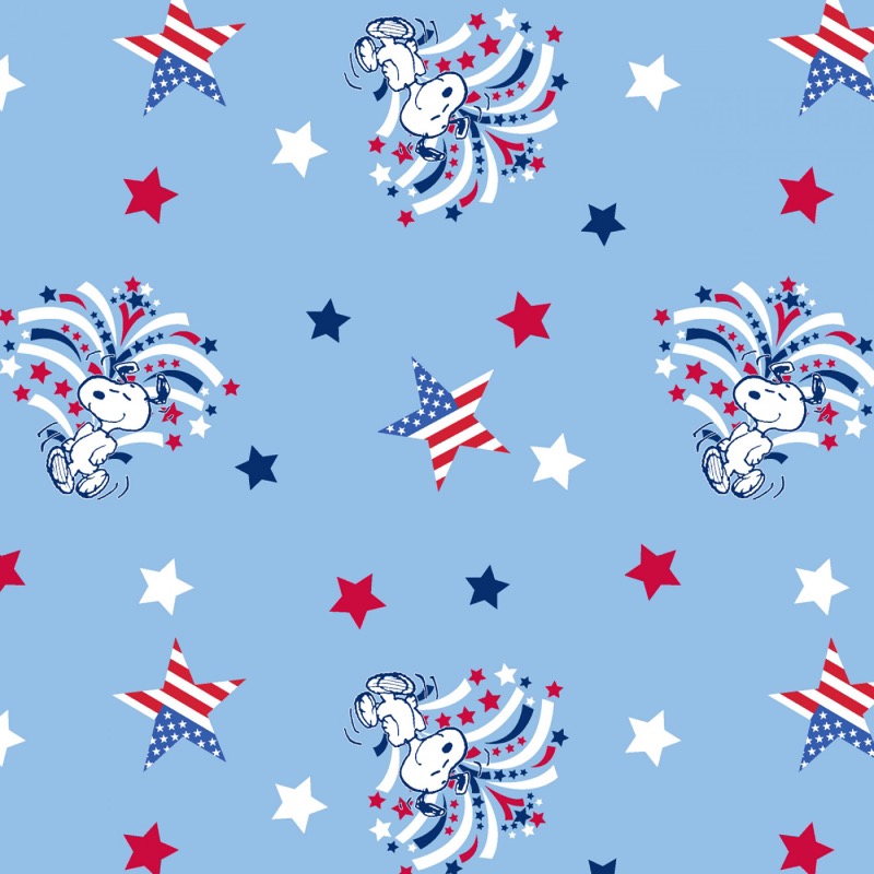 Peanuts Snoopy Patriotic Spangled Fabric