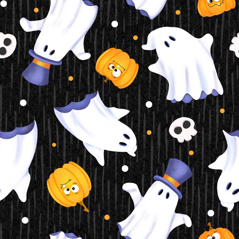 Glow Ghosts Black Pumpkins and Ghosts Glow In The Dark Fabric