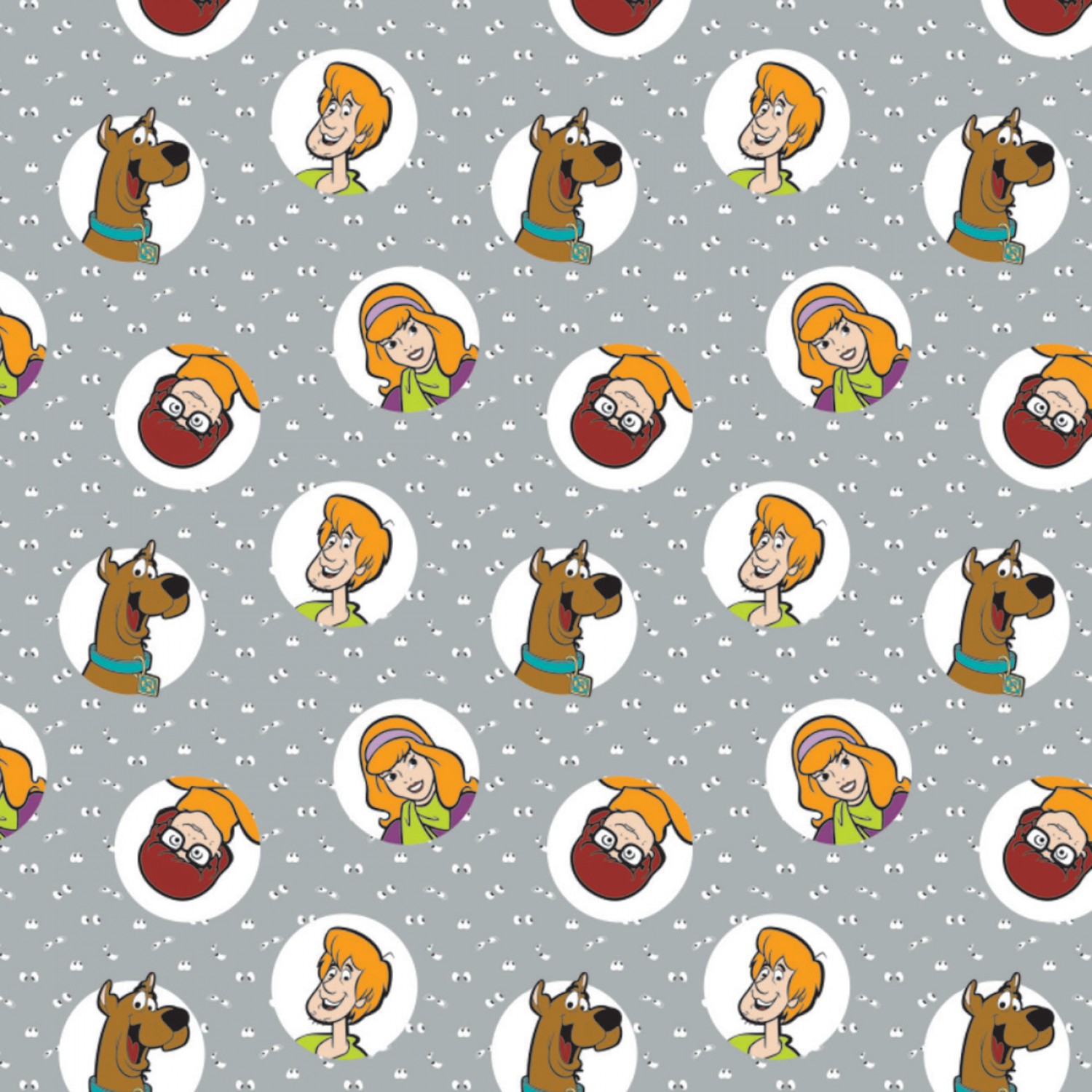 Scooby Doo and the Gang Fabric - Grey