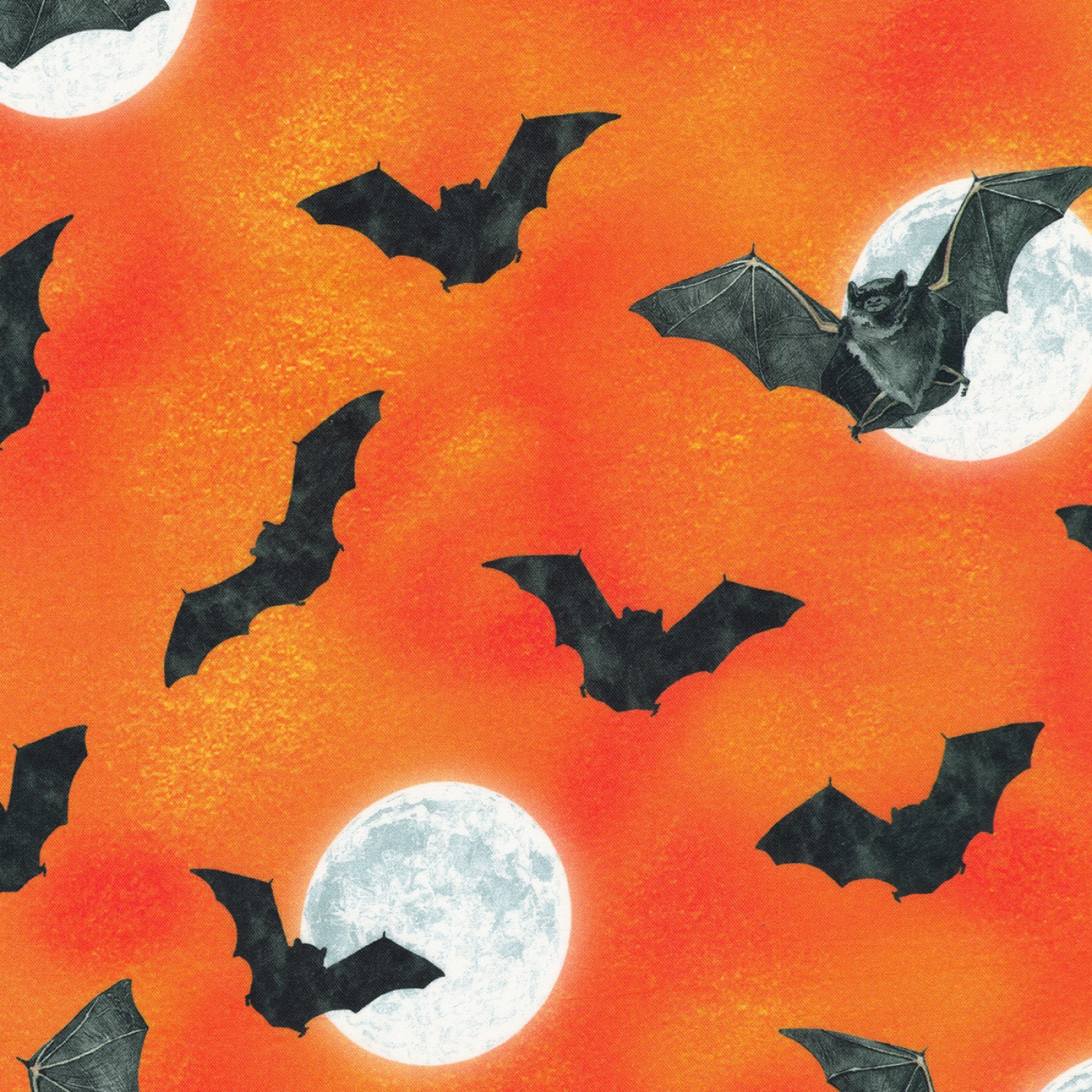 Pumpkin Raven Moon Bats and Moon Fabric