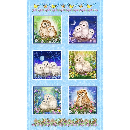 Blue Epic Owls Panel Digitally Printed