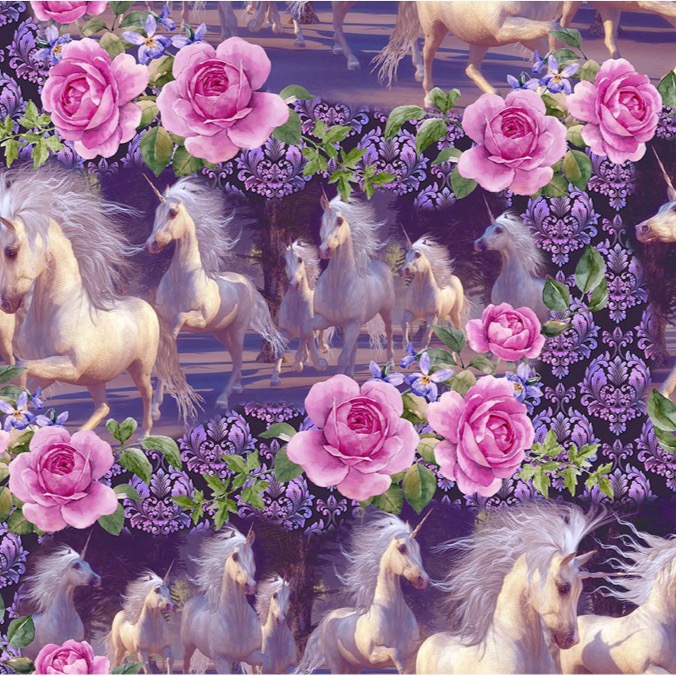 Unicorns Running Fabric