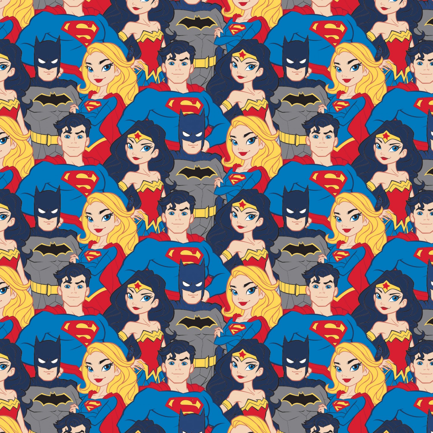 Justice League Heroes Stacked Fabric