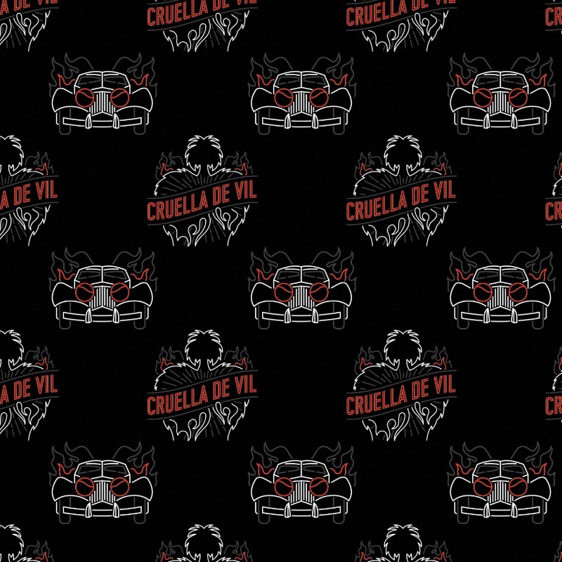 Disney Cruella De Vil Total Chaos Fabric - Black