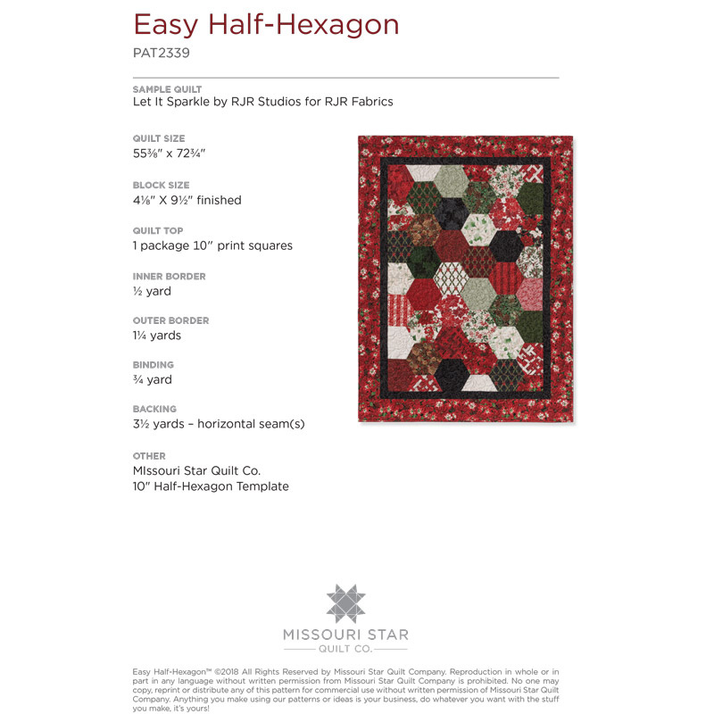 Missouri Star Quilt Company Easy Half Hexagon Pattern