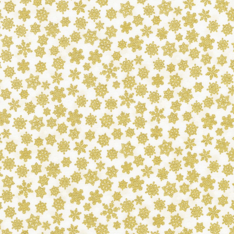 Holiday Charms Snowflakes Gold and Ivory with metallic Fabric