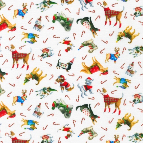 Christmas Jamboree Fabric - Dogs Snow