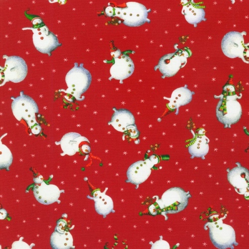 Christmas Jamboree Fabric - Scarlet Snowmen