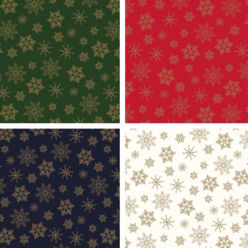 Metallic Snowflakes - Christmas Fat Quarters x 4