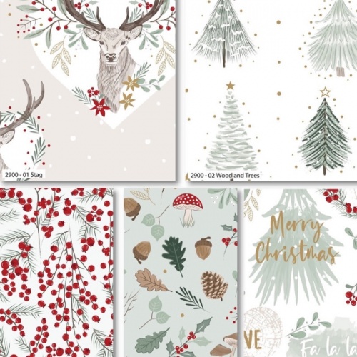 Foraging Forest Stag Christmas Fat Quarters x 5
