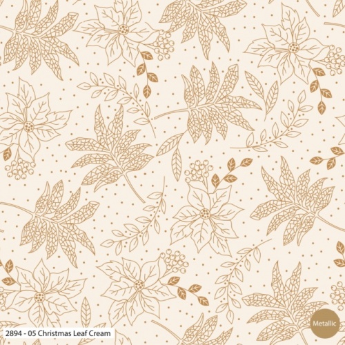Classic Poinsettia - Cream Leaf Christmas Fabric