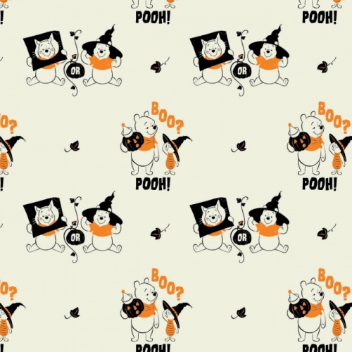 Cream Trick Pooh Treat Fabric