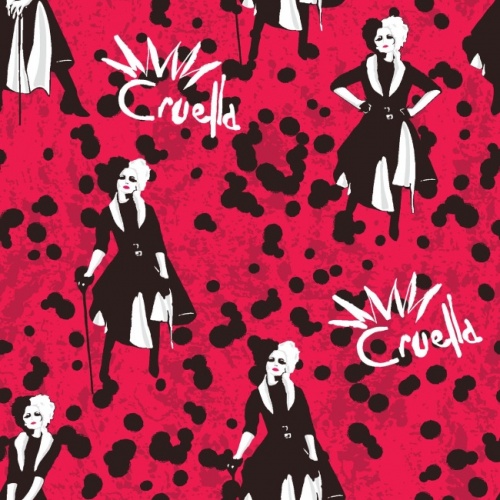 Disney Cruella Strike a Pose Fabric - Red