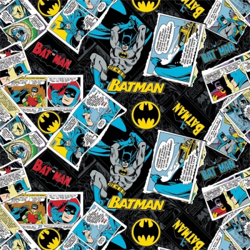 DC Batman Collage Fabric - Black