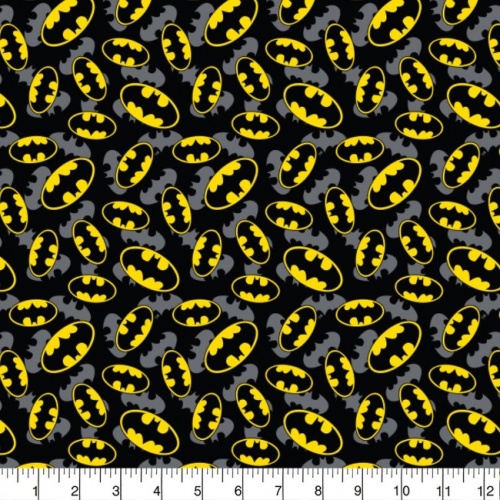 DC Batman Logo Overlay Fabric - Black