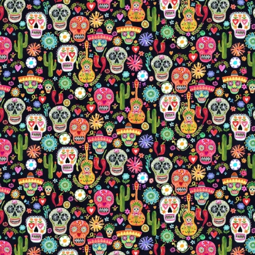 Multi Day of the Dead Fabric