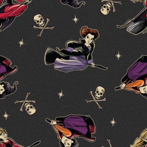 Disney Hocus Pocus Fabric - Witches On Brooms