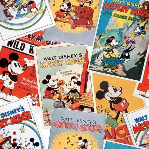 Disney Mickey Mouse Vintage Posters Fabric