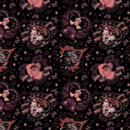 Disney Villains Cursed Hearts Fabric - Black