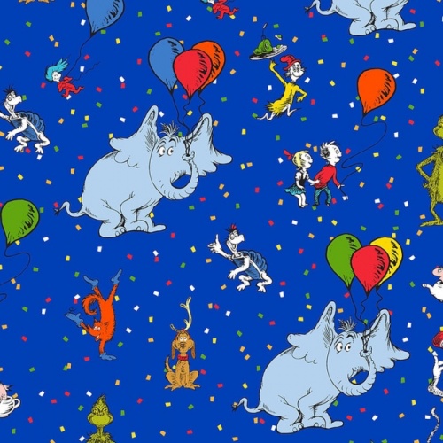 Dr. Seuss Balloons Fabric - Royal