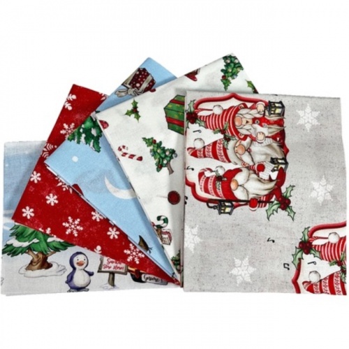 Driving Gnome For Christmas  - Fat Quarters x 5