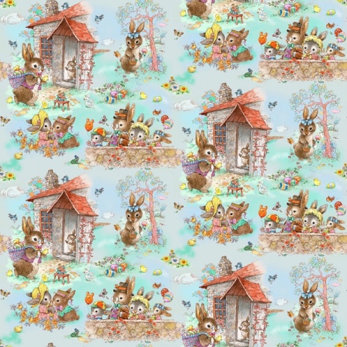 Easter Bunny Tails Scenic Fabric