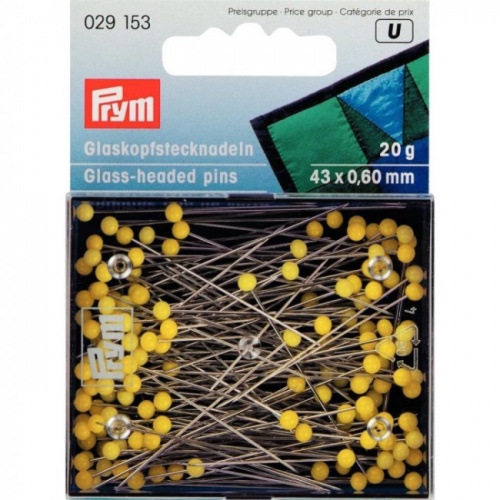 Yellow Long Glass Head Pins | Prym