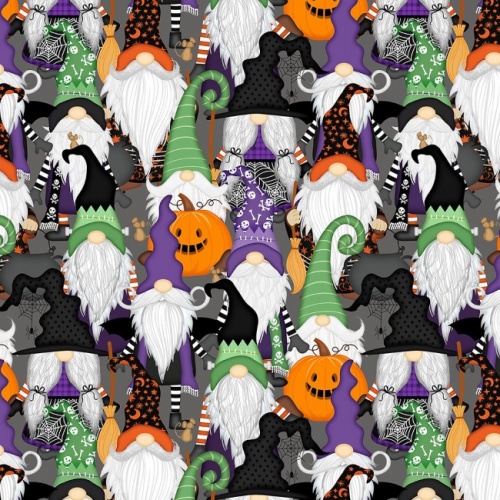 Gnome-Ster Mash Gnomes Packed Halloween Fabric
