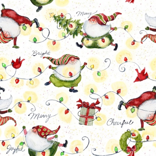 Gnomes And Lights Christmas Fabric