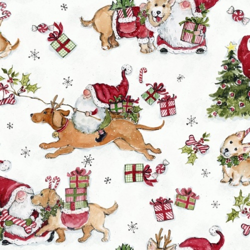 Gnomes And Puppies Christmas Fabric