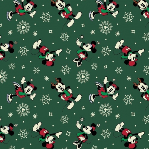 Green Festive Mickey Fabric