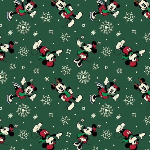 Green Festive Mickey Fabric
