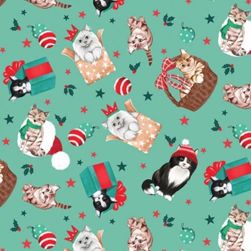 Green Purrfect Package - Santa Paws Fabric
