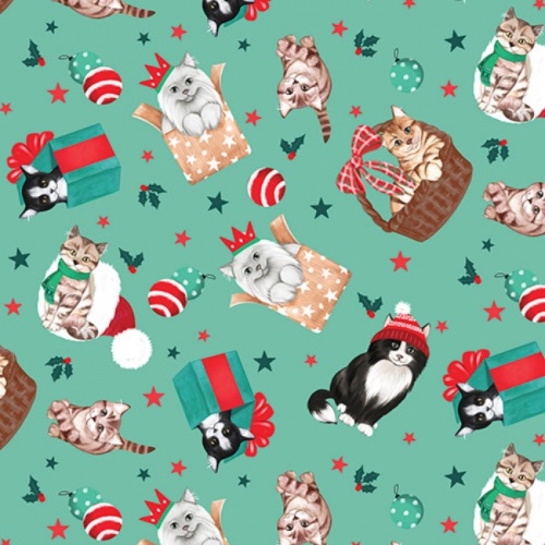 Christmas cat fabric uk