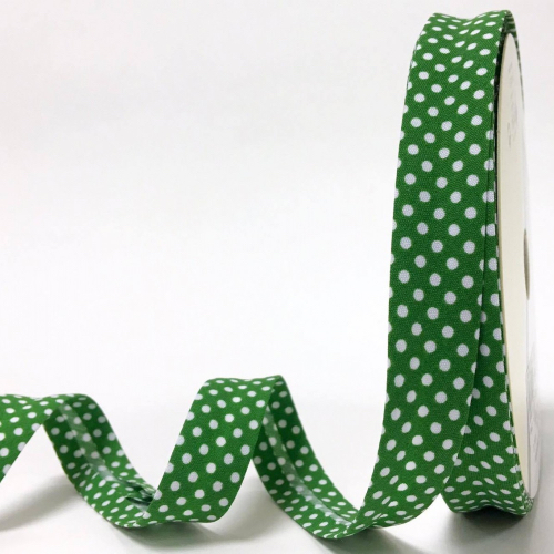 Green Spotty Bias Binding 18mm