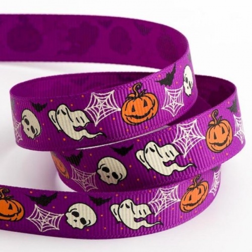 Halloween Grosgrain Ribbon Purple 5m