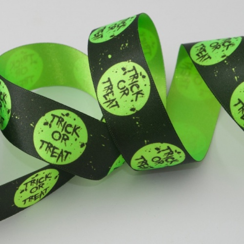 Trick or Treat Halloween Ribbon Green 5m