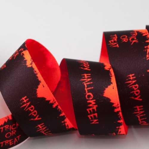 Happy Halloween/Trick or Treat Ribbon Orange 5m