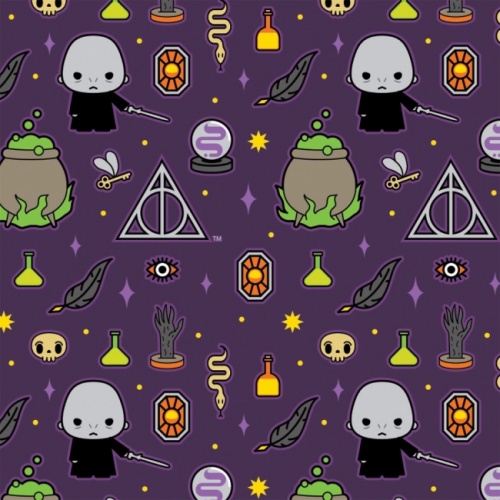 Harry Potter Kawaii Dark Arts Halloween Fabric - Purple
