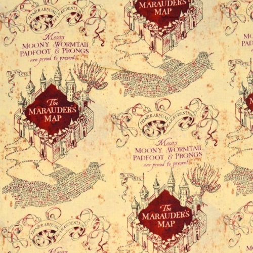Old - Lighter - Harry Potter Marauders Map Fabric