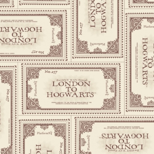 Harry Potter Ticket To Hogwarts Fabric - Cream