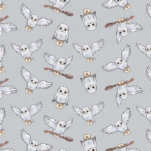 Harry Potter Hedwig Fabric - Grey
