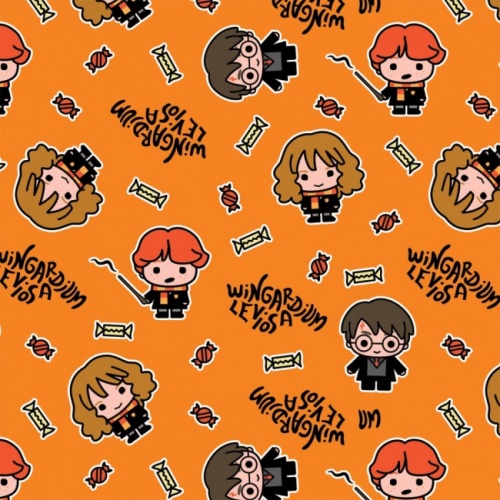 FB Harry Potter Hogwarts Halloween Fabric - Orange