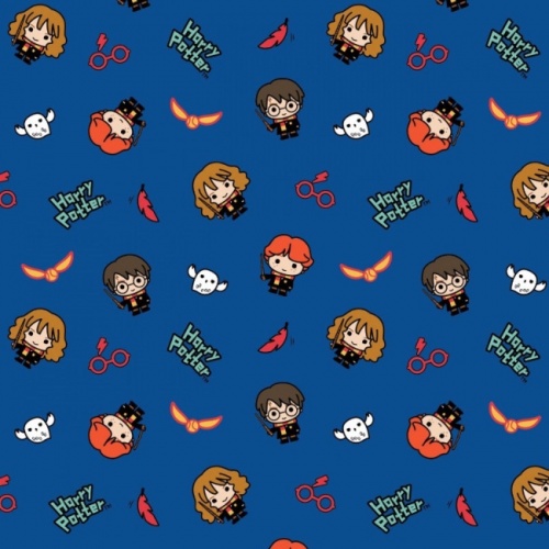 FB Harry Potter Kawaii Trio Fabric - Blue