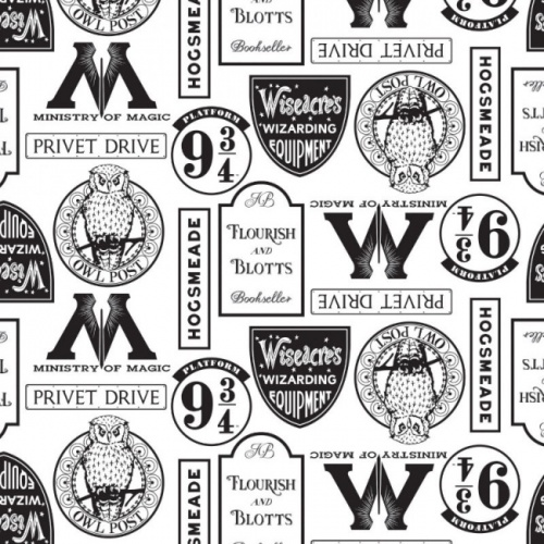 Harry Potter Locations Fabric - White